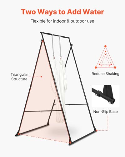 VEVOR Yoga Stand Frame, Max 440.9 lbs Load Swing Stand, Triangular Structure Aerial Rig, Aerial Silk Stands with EVA Foam & 6.6-Yard Yoga Hammock, 4-Level Horizontal & 6-Level Vertical Adjustment