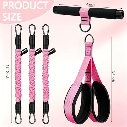Upgraded Pedal Resistance Band with Handle, Thickened Latex Tubes and Soft Foam Fabric Foot Pedal, Abdomen, Waist,Core/ABS, Arm, Leg,Arms Equipment Gift for Women,Physical Therapy - color: 3-Tube Pink