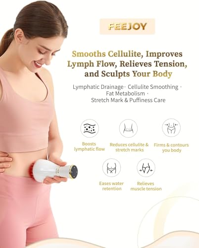 Lymphatic Drainage Massager & Massage Tool, Body Sculpting Machine & Fascia Blaster for Cellulite with Light, Heat & Vibration, for Legs, Arms & Belly, White - color: White