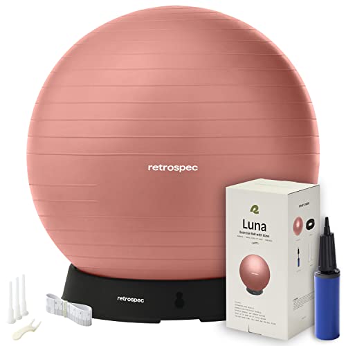Retrospec Luna Exercise Ball with Pump - Anti-Burst Fitness Equipment for Yoga, Core Training & Stability - Home Gym Swiss Ball for Office & Pregnancy - color: Rose, size: 75cm