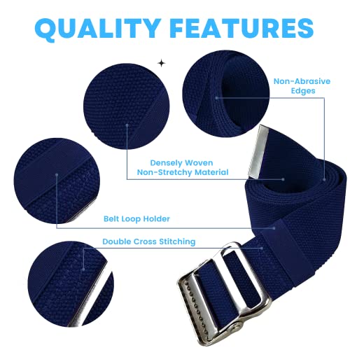 LiftAid Transfer and Gait Belt 60 Inch with Metal Buckle and Loop - Walking, Standing and Transfer Assist Aid for Seniors, Elderly Patients, Caregiver, Nurse, Therapist (Navy Blue) - color: Navy Blue