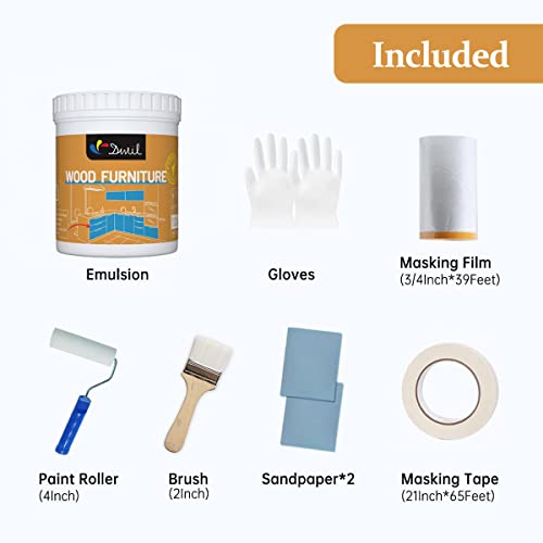 DWIL Acrylic Wood Paint for Furniture - Semi-Gloss Paint Suitable for Wood Surface Renovation, Water-Based All match Paint, Non-Toxic & Odorless, Eco-Friendly & Healthy (32OZ, White) - color: White