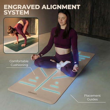 STAASH Premium Yoga Set – PU & Natural Rubber Mat + Towel + Strap + Knee Pad – Non-Slip Grip, Eco-Friendly, Studio Quality - color: Sand beige
