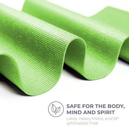 Voyage 5mm Studio Yoga Mats, 10 Pack, 72x24in | Extra Long, Anti-Tear Exercise Mats for Workout, Stretching, Fitness - Non Slip Gym Mats for Home, Schools and Studios - color: Green