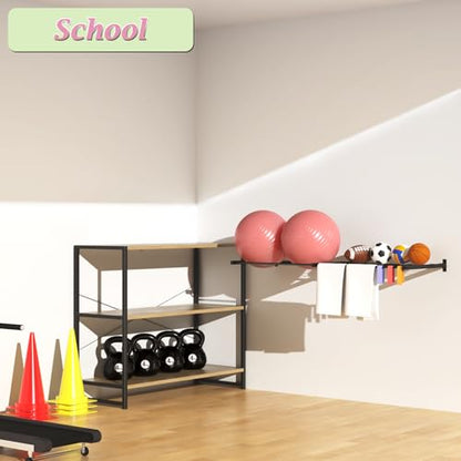 Yoga Ball Holder - Extra Large Wall Rack for Gym Garage Storage, Suitable for Stability/Theraband/Exercise/Barre Balls and Yoga Block