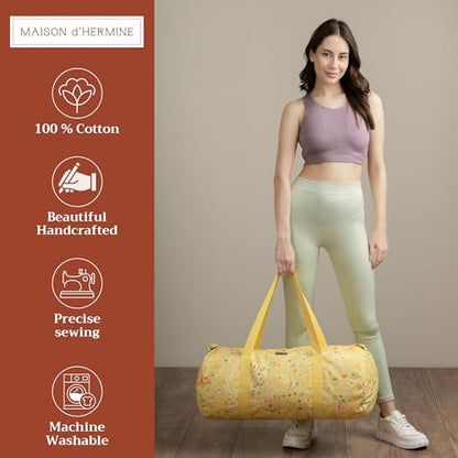 Maison d' Hermine Yoga Mat Duffle Bag Gym Tote Yoga Mat Carry Bag | Cylindrical bag for Woman Men Gifts Adjustable shoulder straps with Drawstring Water Bottle Pocket and zipper pocket - color: Colmar - Yellow, style: Yoga Mat Gym Bag