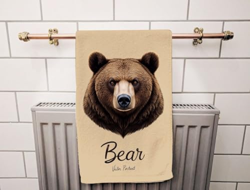 Cute Furry Brown Bear Beach Towel Wildlife Fluffy Head Face Beast Grizzly Face Towels Suit Travel Sports Pool Swimming Bath Camping Spa Gym Yoga,15x30 Inch - color: Cute Furry Brown Bear