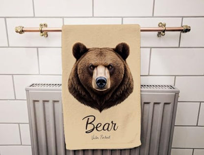 Cute Furry Brown Bear Beach Towel Wildlife Fluffy Head Face Beast Grizzly Face Towels Suit Travel Sports Pool Swimming Bath Camping Spa Gym Yoga,15x30 Inch - color: Cute Furry Brown Bear