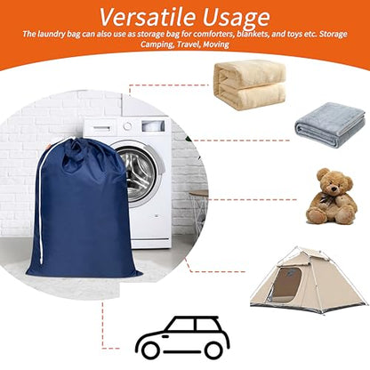 Polecasa 2 Pack Extra Heavy-Duty Laundry Bag with Handles, Navy, 28x36" - color: Navy, size: 28" x 36" | 2 Pack