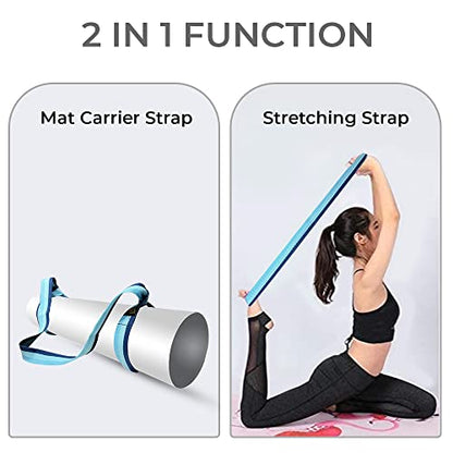 Yoga Mat Carrier Strap | Adjustable Mat Holder Sling for Carrying Mats | Thick & Comfy Texture | Yoga Mat Strap - color: Blue