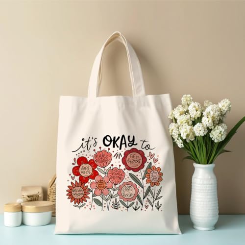 Inspirational Christian Gifts Canvas Tote Bag for Women, Christmas Friendship Birthday Religious Grocery Bags - color: Okay