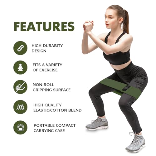 CFX Resistance Bands Set, Exercise Bands with Non-Slip Design for Hips & Glutes, 3 Levels Workout Bands for Women and Men, Booty Bands for Home Fitness, Yoga, Pilates - color: Green Set