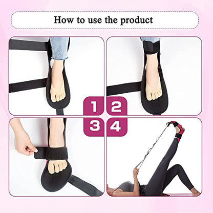 Foot and Calf Stretcher for Plantar Fasciitis, Leg Stretch Band，Improve Leg Stretching，Premium Physiotherapy Stretching Strap Improves Strength and Relief to Heel Spurs, Calf, Thigh and Hip - color: Rose