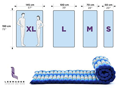 Leewadee - Foldable Floor Mattress - Japanese Roll Up Futon -Trifold Tatami Mat- Guest Floor Bed - Camping Mattress - Thai Massage Mat, Kapok Filled, 75 x 28 inches, Green | Foldable and breathable mattress for sleeping, yoga, meditation & massage. Ideal
