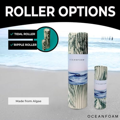 Oceanfoam Ripple Travel Foam Roller (11" x 3.35") Firm Mini Foam Roller for Physical Therapy, Deep Tissue Massage, Back Pain - High Density, Ergonomic Wave Textured - Yoga, Exercise (Hunter Marbled) - color: Hunter Marbled