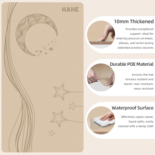HAHE Extra Wide Yoga Mat, 72"x40"x0.4"Thick, Large Exercise Mats - color: Coffee Beige