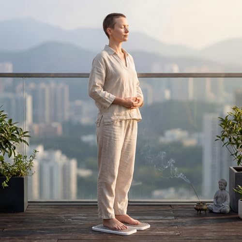 Sadhu Board, Specially Crafted Aluminum Nails 0.31in(8mm), Wooden Nail Board for Acupressure and Meditation Acupuncture Foot Massage Yoga Gift White