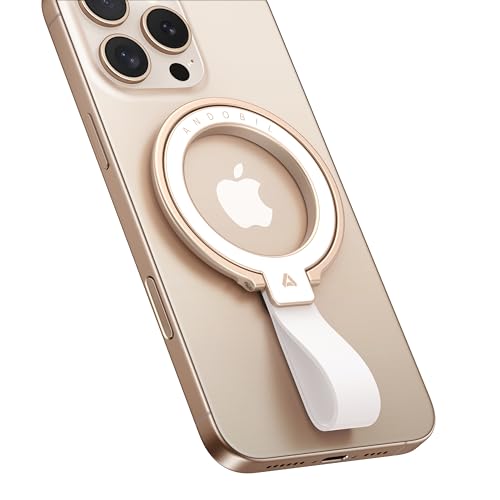 andobil [2026 Unrivaled Stability] Magnetic Phone Grip Holder for MagSafe | Stronger 2-Sided Magnetic Phone Ring Kickstand w/ Silicone Loop MagSafe Accessories for iPhone 17 Pro Max Air 16/15/14/13/12 - color: Rose Gold
