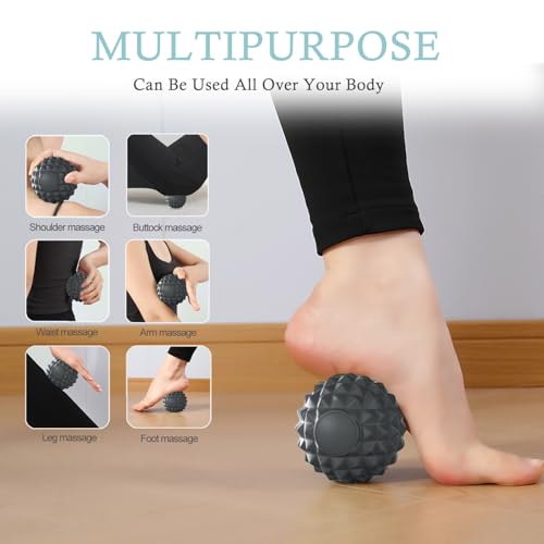 Massage Balls, 2 Pack Firm Silicone Massage Ball Set (Smooth & Textured, 3.54" & 3.22"), Deep Tissue Trigger Point & Myofascial Release for Back, Neck, Shoulder & Foot - style: Smooth & Deep-Tissue Spiky Set