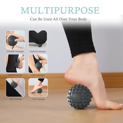 Massage Balls, 2 Pack Firm Silicone Massage Ball Set (Smooth & Textured, 3.54" & 3.22"), Deep Tissue Trigger Point & Myofascial Release for Back, Neck, Shoulder & Foot - style: Smooth & Deep-Tissue Spiky Set
