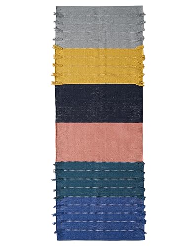 Indian Handmade 100% Organic Cotton Yoga Mat, Hand Woven Rug, Yoga Mat For Everyday Fitness at Home Comfortable Foldable Long Mat - color: Multicolor-2