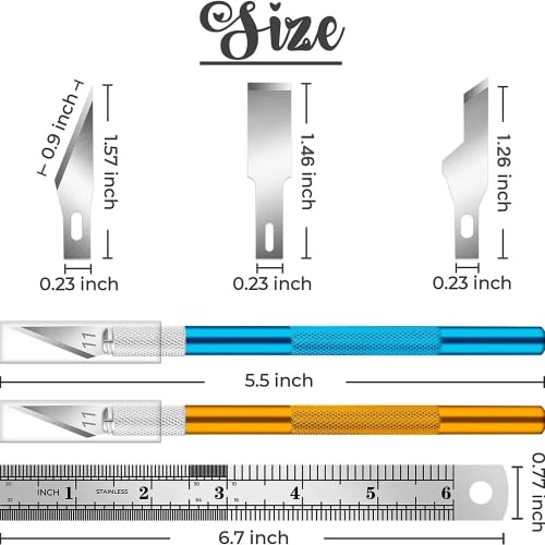 DIYSELF Exacto Knife Set, 2 Pack Craft Hobby Knife with 40 Spare Blades | Precision Exacto Knife for Crafting, Exacto Pen Knife for Crafts, Arts, Modeling, Scrapbooking (#11#16#17) - color: Gold-blue