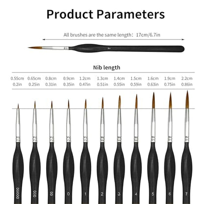 11PCS Fine Detail Paint Brushes Set, Miniature Painting Brushes Kit for Oil, Acrylic, Models,Watercolor and Gouache, Nylon Hair Paint Brush, Professional Artist Supplies with Ergonomic Handle