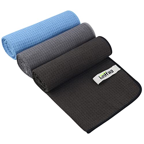 KinHwa Gym Towels - Absorbent Wicking Workout Towels, Quick Dry & Compact, Ideal for Yoga, Fitness, Treadmill or Indoor Bike - color: Blue+gray+brown, size: 16"x31"