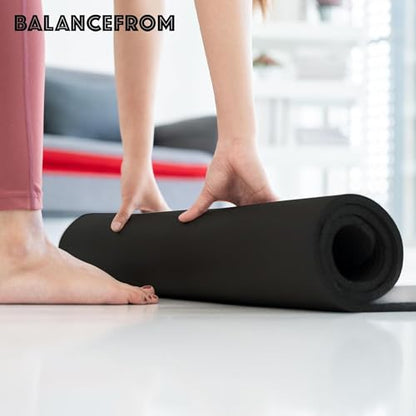 BalanceFrom 1-inch Thick 71x24 Inches Extra Thick Exercise Yoga Mat - color: Deep Wine