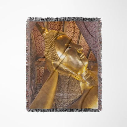 3dRose Thailand, Bangkok. Ko Ratanakosin, Wat Pho, Reclining Buddha. Woven Blanket