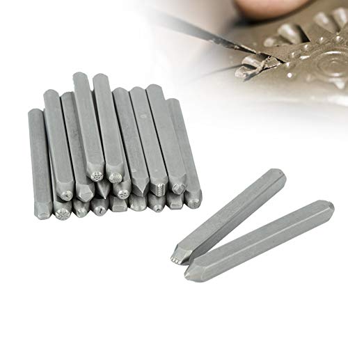 Fayelume 20 PCS Metal Stamping Kit, Metal Stamps for Steel, Jewelry Anvil Chisel, for Jewelry Carbon Steel Flower Hole Punch Tool
