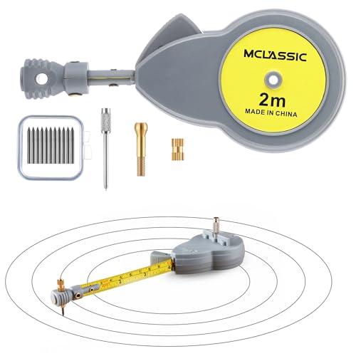 Dreyoo 6.56ft Rotape Tape Measure Compass for Large Circles and Lines | 10 Spare Pencil Leads, Push-Button Retract & Lock, Metric/Imperial Scale, Easy Operation, Woodworking & Drafting Use