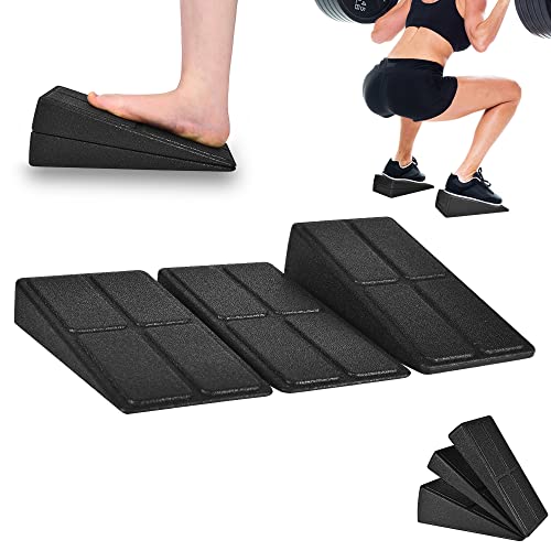 Slant Board 3 Pcs Squat Wedge for Calf Stretching - color: Black