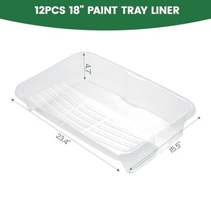 VOOMEY 18 Inch Paint Tray Liners, 12PCS Disposable Roller Tray Inserts | Disposable Liners Fit 18" Paint Trays for Easy Cleanup, Quick Color Changes and Efficient Painting Projects - size: 18 Inch Paint Tray Liners (12pcs)
