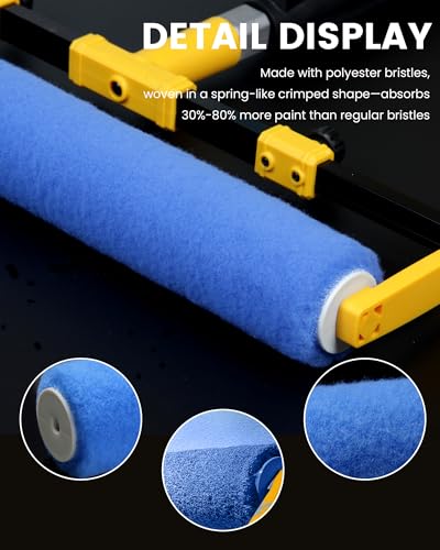 VOOMEY 18 Inch Paint Roller, 8 Pack Spiral Crimped Polyester Fiber Large Paint Roller Covers, Professional 18in Rollers for Painting Walls & Ceilings, Interior & Exterior Use - size: 18inch 8pcs(blue)