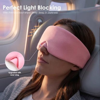 MORLIDEN Sleep Mask for Women Men, Light Blocking Eye Mask, Pink - color: Blush Pink Combed Cotton