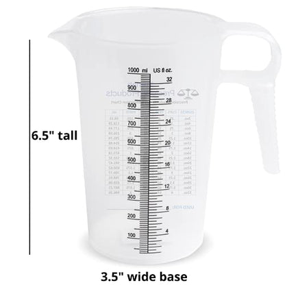 32oz (1 Quart) Measure Pitcher with Convenient Conversion Chart – Extra Strong Food Grade – Great for Cooking, Home Hobbies, Shop Oil and Fluids, Spa Chemicals with High Chemical Resistance by Turnah - size: 32 oz