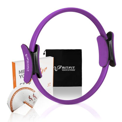 RitFit Pilates Ring 14 Inch Magic Fitness Circle for Inner Thigh Toning | Bonus Workout Guide & Storage Bag Included, Lightweight & Portable, Pilates Yoga Full Body Toning - style: Purple