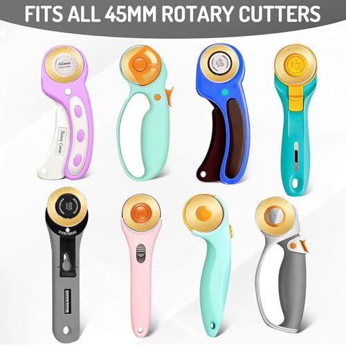 10Titanium Coated Rotary Cutter Blades 45mm, Replacement Blades for Fabric | Sharp and Durable Rotary Cutting Blades for Quilting, Scrapbooking, Sewing, Arts & Crafts 10Pack - color: 10pack 45mm