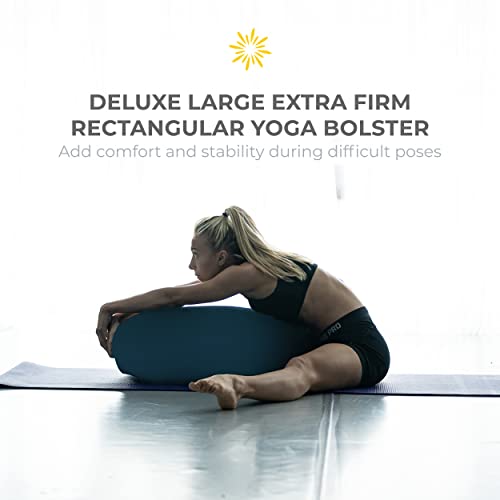 6 Piece Restorative Yoga Kit | Includes 1 Yoga Bolster (24"x12"x6"), 2 Blocks (4"x6"x 9"), 1 6ft D-Ring Strap, 1 Mexican Blanket, 1 Unscented Eye Pillow - color: Oceanside