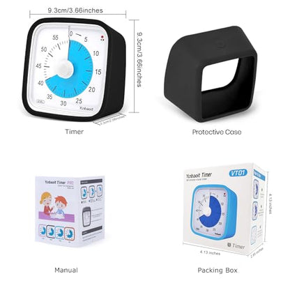 Yunbaoit Visual Timer for Kids, Silent 60-min Countdown Timer, Black Blue - color: Black Blue