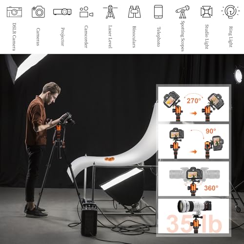JOILCAN Tripod for Camera, 81" Aluminum Camera Tripod Stand, 83" DSLR Tripods & Monopods, Heavy Duty Travel Tripod for Binoculars Spotting Scope Telescope, Max Load 35lb | Tall DSLR Tripod with 360° Ball Head, Heavy Duty Travel Tripod for Binoculars Spott
