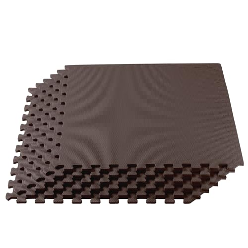 We Sell Mats 1/2 Inch Thickness Multipurpose EVA Foam Floor Tiles, Interlocking Floor Mat for Indoor Gym and Home Use, 24 in x 24 in, Brown, 48 Square Feet (12 Tiles) - color: Brown, style: 48 Square Feet (12 Tiles)