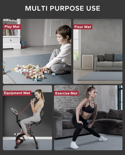 HAPBEAR Large Exercise Mat-6'x4'/7'x5'/6'x8'/6'x9'/6'x10'/6'x12'x 1/3"(8mm) - color: Grey-High Density 7'×5'×⅓"