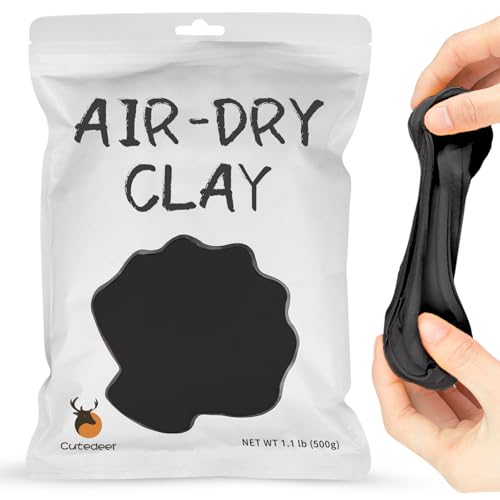 Cutedeer Black Air Dry Clay, 1.1lb Foam Modeling Clay, Soft Squishy Molding for Kids Adults, Arts & Crafts Project Slime Supplies(1.1lb - 1 Pack, Black) - color: Black, size: 1.1lb - 1 PACK