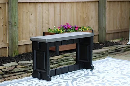 Bench, Deep Grey Top with Black Sides, 1 Pack - Proudly Made in The USA, Click and Lock Hardware-Free Assembly, Durable and Stylish Outdoor Seating - color: Deep Grey/Black, size: 1 Pack