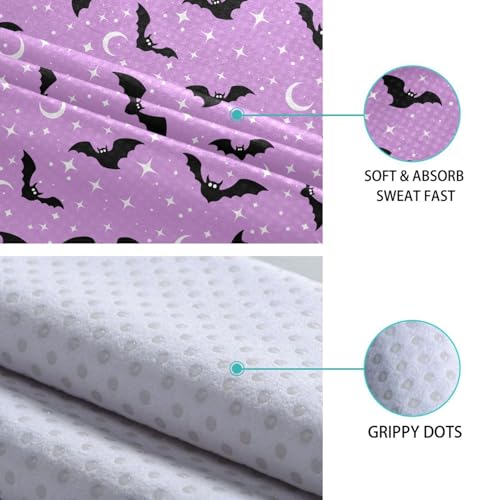 Yoga Mat Towel Halloween Bats Moons, 73" x 27" - color: Halloween Bats Moons