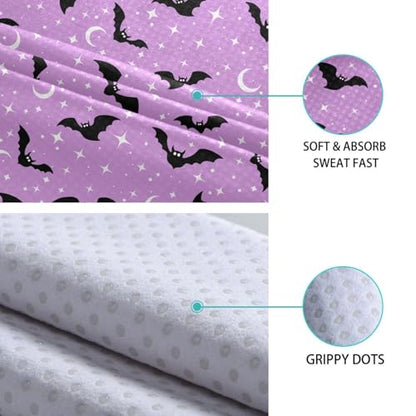 Yoga Mat Towel Halloween Bats Moons, 73" x 27" - color: Halloween Bats Moons