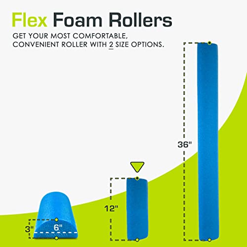 ProsourceFit Flex Foam Rollers for Muscle Massage, Physical Therapy, Core & Balance Exercises Stabilization - color: Blue 12"x3", size: 12 x 3-Inch