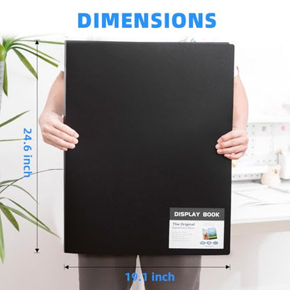 Large 18"x24" Art Portfolio Heavy Duty Binder with Plastic Sleeves, Portfolio Folder with 30 Clear Sheet Protectors, Display 60 Pages, Poster Binder， (large（18x24）) - size: large（18x24in）